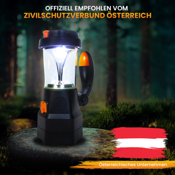 Zivilschutz- Kurbellaterne mit Scheinwerfer, Radio und Handyladefunktion – Bild 15